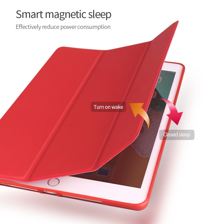 Three-folding Surface PU Leather TPU Matte Soft Bottom Case with Holder & Sleep / Wake-up Function For iPad 10.2 2021 / 2020 / 2019 / iPad Pro 10.5 inch(Mint Green)