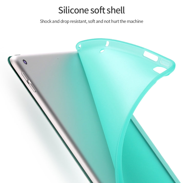 Three-folding Surface PU Leather TPU Matte Soft Bottom Case with Holder & Sleep / Wake-up Function For iPad 10.2 2021 / 2020 / 2019 / iPad Pro 10.5 inch(Mint Green)