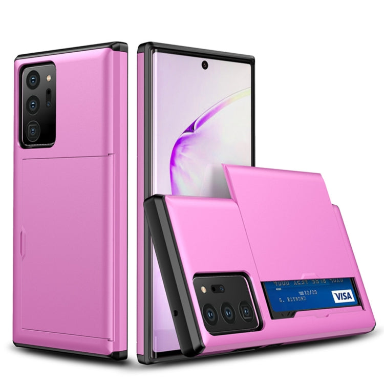 For Samsung Note20 Ultra Shockproof Rugged Armor Protective Case with Card Slot(Pink)