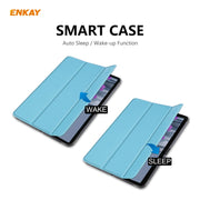 ENKAY ENK-8010 PU Leather + Plastic Smart Case with Three-folding Holder for Samsung Galaxy Tab S8 / Galaxy Tab S7 11.0 T870 / T875(Light Blue)