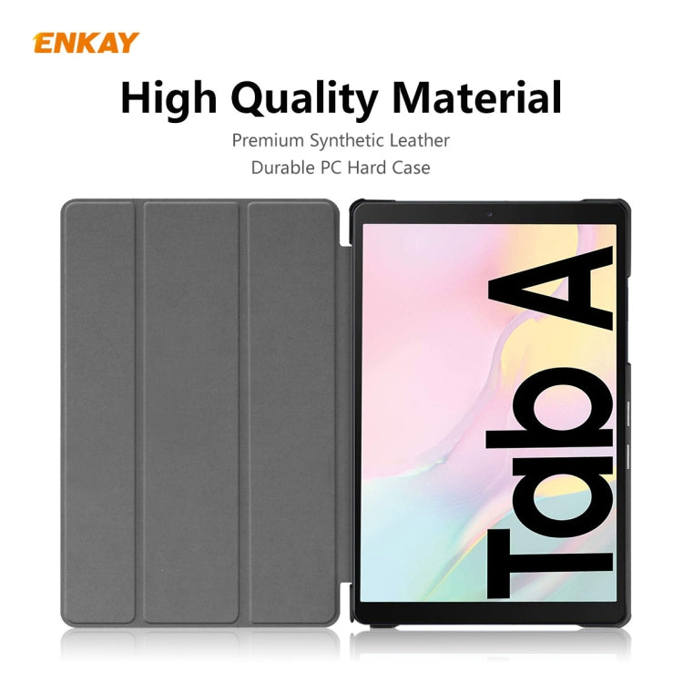 ENKAY ENK-8009 For Samsung Galaxy Tab A7 10.4 T500 / T505 2020 / 2022 PU Leather + Plastic Smart Case with Three-folding Holder(Dark Blue)