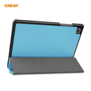 ENKAY ENK-8009 For Samsung Galaxy Tab A7 10.4 T500 / T505 2020 / 2022 PU Leather + Plastic Smart Case with Three-folding Holder(Light Blue)