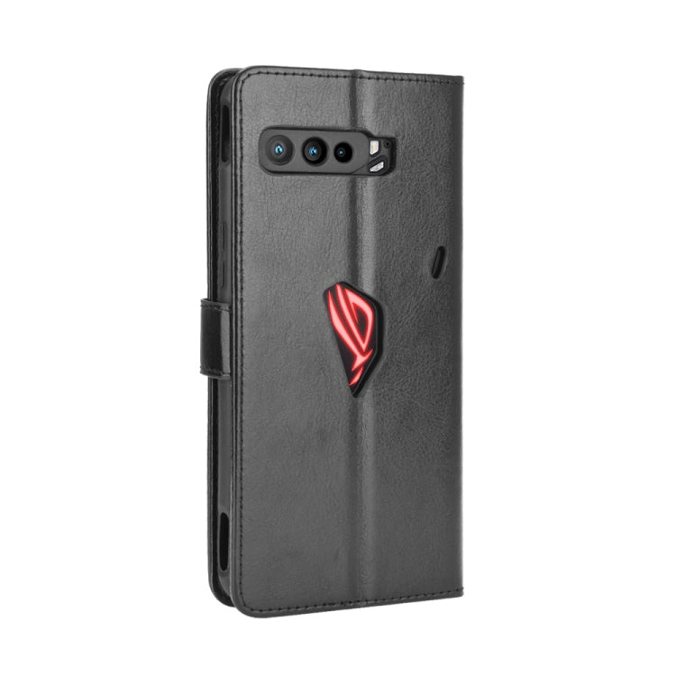 For Asus ROG Phone 3 ZS661KS Retro Crazy Horse Texture Horizontal Flip Leather Case , with Holder & Card Slots & Photo Frame(Black)