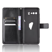 For Asus ROG Phone 3 ZS661KS Retro Crazy Horse Texture Horizontal Flip Leather Case , with Holder & Card Slots & Photo Frame(Black)