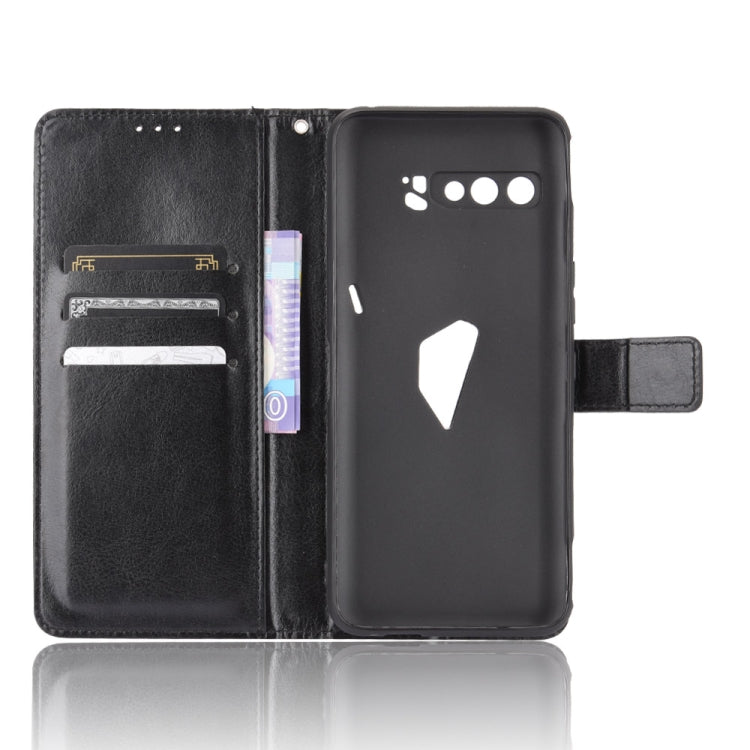 For Asus ROG Phone 3 ZS661KS Retro Crazy Horse Texture Horizontal Flip Leather Case , with Holder & Card Slots & Photo Frame(Black)