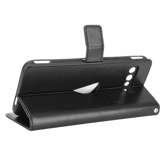 For Asus ROG Phone 3 ZS661KS Retro Crazy Horse Texture Horizontal Flip Leather Case , with Holder & Card Slots & Photo Frame(Black)