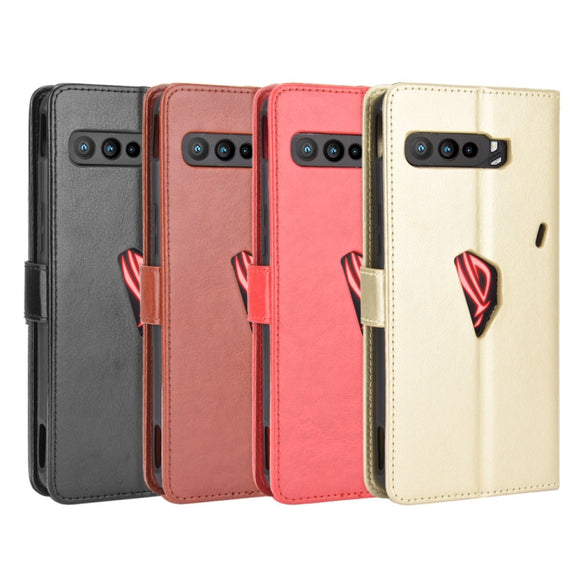 For Asus ROG Phone 3 ZS661KS Retro Crazy Horse Texture Horizontal Flip Leather Case , with Holder & Card Slots & Photo Frame(Black)