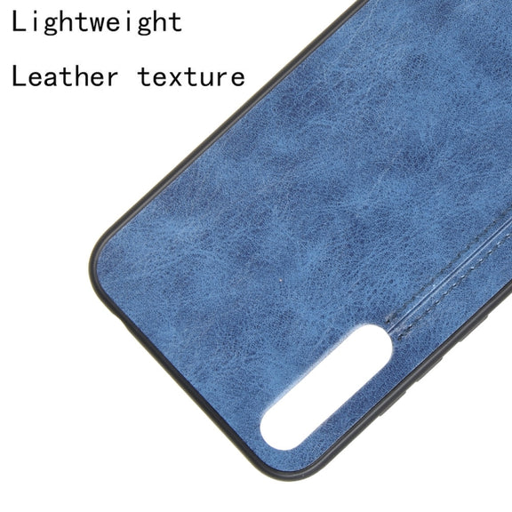 For Huawei P Smart S Shockproof Sewing Cow Pattern Skin PC + PU + TPU Case(Blue)