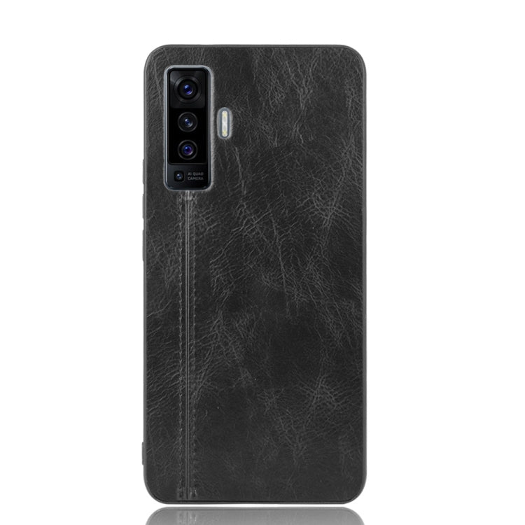 For Vivo X50 Shockproof Sewing Cow Pattern Skin PC + PU + TPU Case(Black)