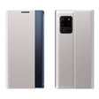 For Samsung Galaxy Note20 Plain Texture Cloth Attraction Flip Holder Leather Phone Case(Silver) - Galaxy Note20 Cases by PMC TechLife | Online Shopping South Africa | PMC TechLife