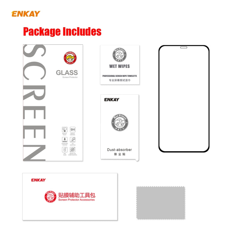 For iPhone iPhone 12 / 12 Pro ENKAY Hat-Prince Full Glue 0.26mm 9H 2.5D Tempered Glass Full Coverage Film