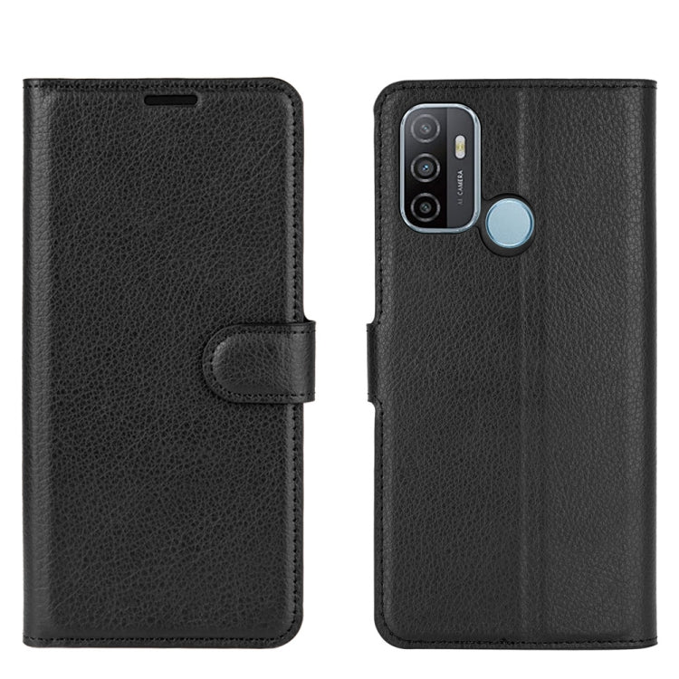 For OPPO A53 2020/OPPO A32 2020 Litchi Texture Horizontal Flip Protective Case with Holder & Card Slots & Wallet(Black)