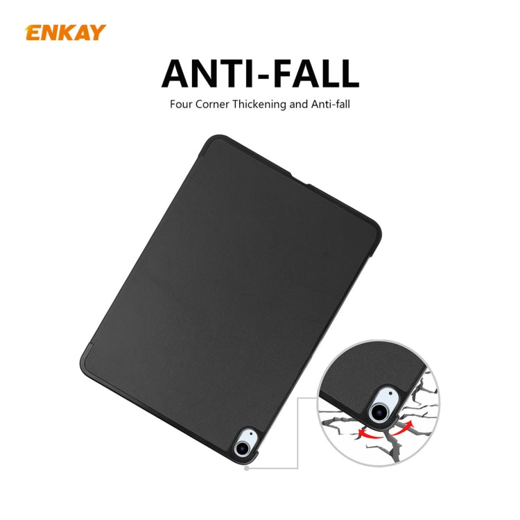 For iPad Air 11 2024 / Pro 11 2018 / Air 10.9 2022 ENKAY 3-folding Plastic Leather Smart Tablet Case(Black)