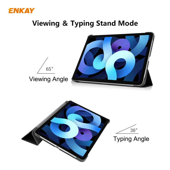 For iPad Air 11 2024 / Pro 11 2018 / Air 10.9 2022 ENKAY 3-folding Plastic Leather Smart Tablet Case(Black)