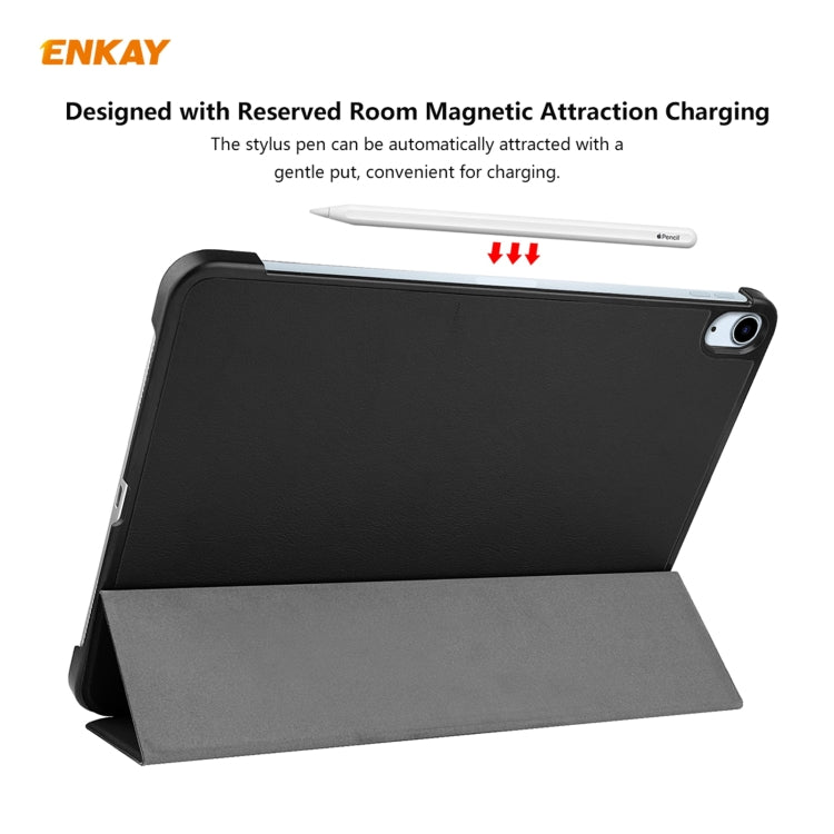 For iPad Air 11 2024 / Pro 11 2018 / Air 10.9 2022 ENKAY 3-folding Plastic Leather Smart Tablet Case(Black)
