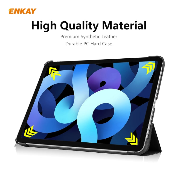 For iPad Air 11 2024 / Pro 11 2018 / Air 10.9 2022 ENKAY 3-folding Plastic Leather Smart Tablet Case(Black)
