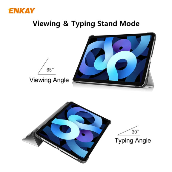 For iPad Air 11 2024 / Pro 11 2018 / Air 10.9 2022 ENKAY 3-folding Plastic Leather Smart Tablet Case(White)