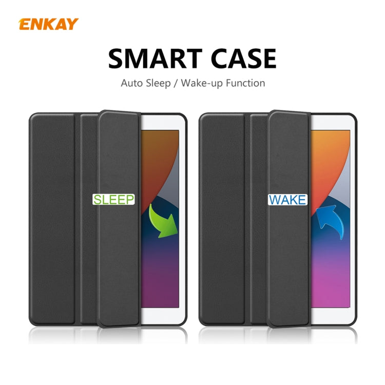 For iPad 10.2 2021 / 2020 / 2019 ENKAY ENK-8016 PU Leather + TPU Smart Case with Pen Slot(Black)