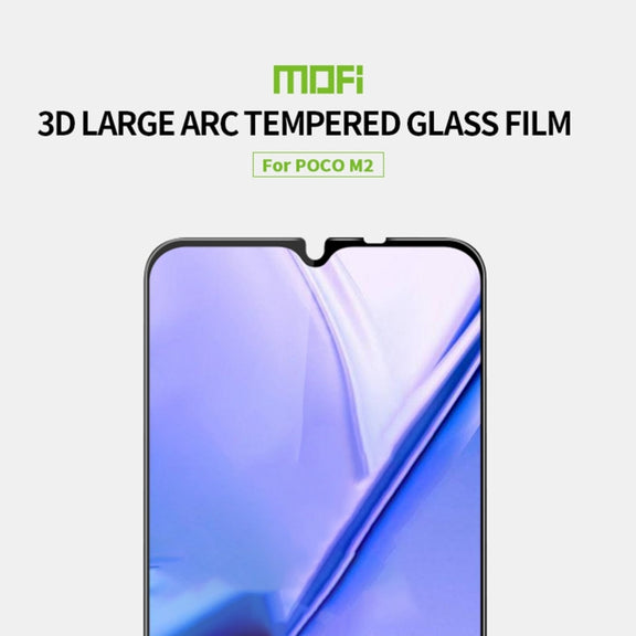 For Xiaomi Poco M2 MOFI 9H 3D Explosion-proof Curved Screen Tempered Glass Film(Black)