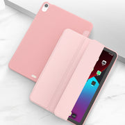 For iPad Air 11 2024 / Air 2022 10.9 Three-folding Surface Leather Matte TPU Bottom Smart Tablet Case(Rose gold)