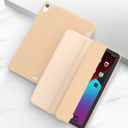 For iPad Air 11 2024 / Air 2022 10.9 Three-folding Surface Leather Matte TPU Bottom Smart Tablet Case(Gold)