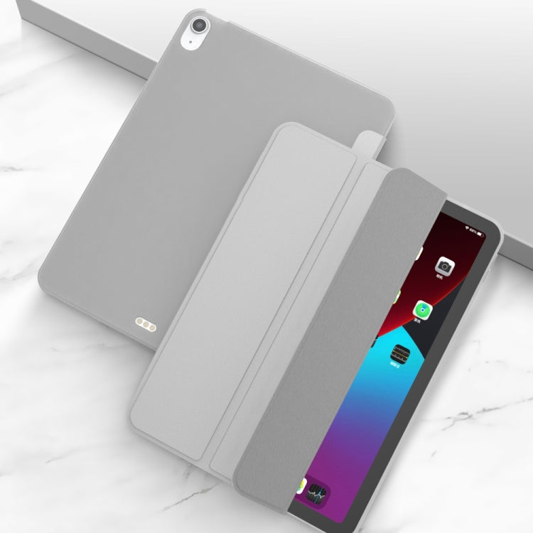 For iPad Air 11 2024 / Air 2022 10.9 Three-folding Surface Leather Matte TPU Bottom Smart Tablet Case(Grey)