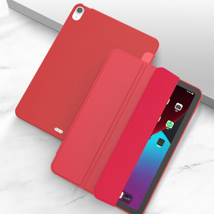 For iPad Air 11 2024 / Air 2022 10.9 Three-folding Surface Leather Matte TPU Bottom Smart Tablet Case(Red)