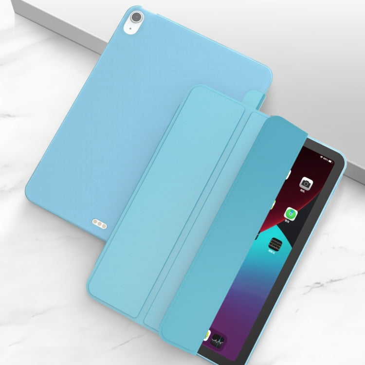 For iPad Air 11 2024 / Air 2022 10.9 Three-folding Surface Leather Matte TPU Bottom Smart Tablet Case(Sky blue)