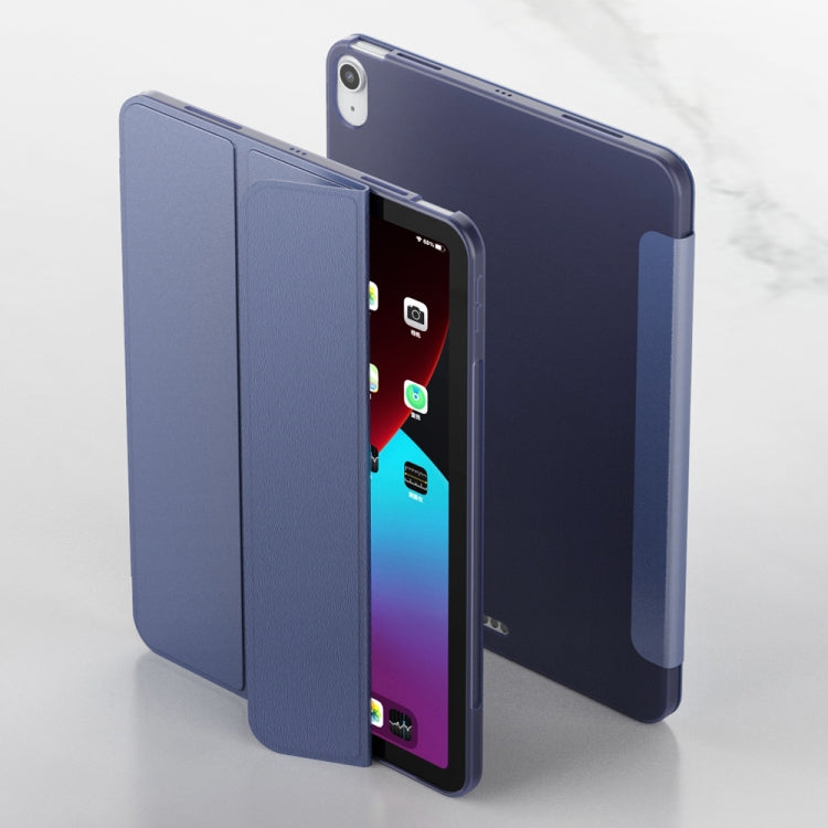 For iPad Air 11 2024 / Air 2022 10.9 Three-folding Surface Leather Matte TPU Bottom Smart Tablet Case(Grey)
