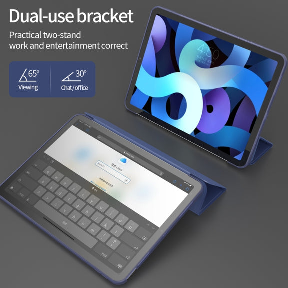 For iPad Air 11 2024 / Air 2022 10.9 Three-folding Surface Leather Matte TPU Bottom Smart Tablet Case(Sky blue)