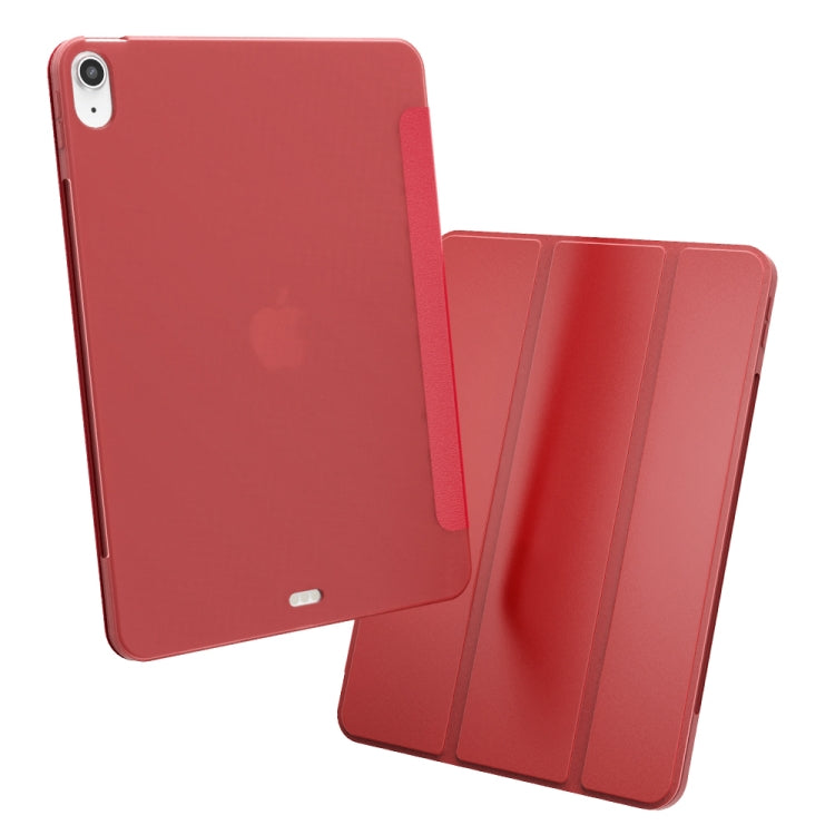For iPad Air 11 2024 / Air 2022 10.9 Three-folding Surface Leather Matte TPU Bottom Smart Tablet Case(Rose gold)