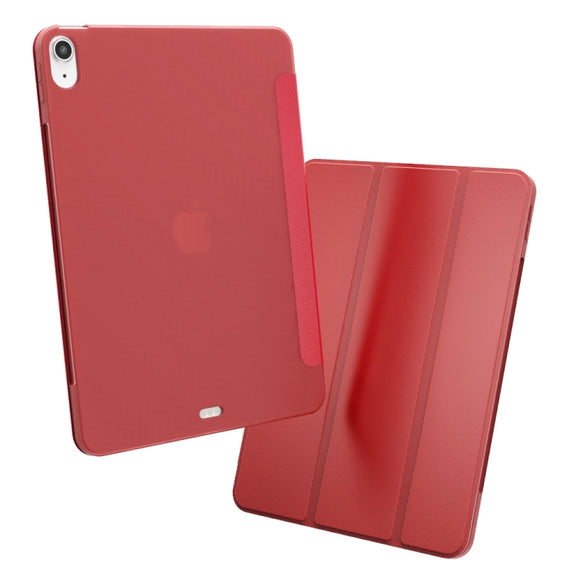 For iPad Air 11 2024 / Air 2022 10.9 Three-folding Surface Leather Matte TPU Bottom Smart Tablet Case(Red)