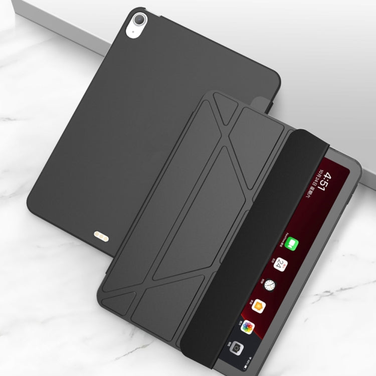For iPad Air 2024 / Air 2022 10.9 Multi-folding Matte Surface Leather Smart Tablet Case(Black)