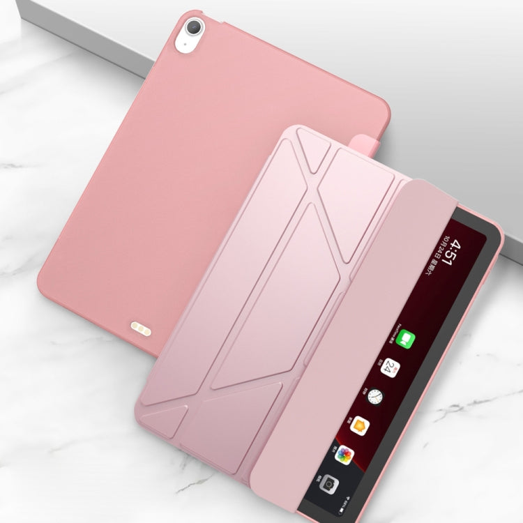 For iPad Air 2024 / Air 2022 10.9 Multi-folding Matte Surface Leather Smart Tablet Case(Rose Gold)