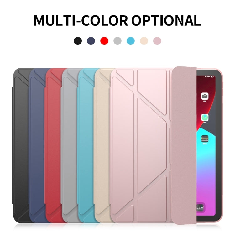 For iPad Air 2024 / Air 2022 10.9 Multi-folding Matte Surface Leather Smart Tablet Case(Sky Blue)