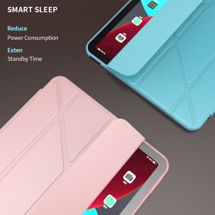 For iPad Air 2024 / Air 2022 10.9 Multi-folding Matte Surface Leather Smart Tablet Case(Sky Blue)