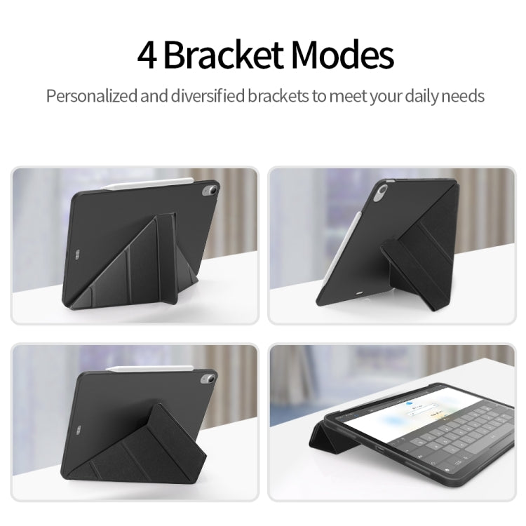 For iPad Air 2024 / Air 2022 10.9 Multi-folding Matte Surface Leather Smart Tablet Case(Dark Blue)