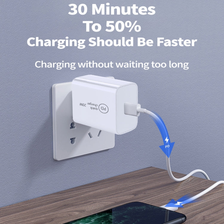 SDC-20W 2 in 1 PD 20W USB-C / Type-C Travel Charger + 3A PD3.0 USB-C / Type-C to 8 Pin Fast Charge Data Cable Set, Cable Length: 2m, EU Plug