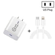 SDC-20W 2 in 1 PD 20W USB-C / Type-C Travel Charger + 3A PD3.0 USB-C / Type-C to 8 Pin Fast Charge Data Cable Set, Cable Length: 2m, US Plug - USB Charger by PMC TechLife | Online Shopping South Africa | PMC TechLife | Buy Now Pay Later Mobicred