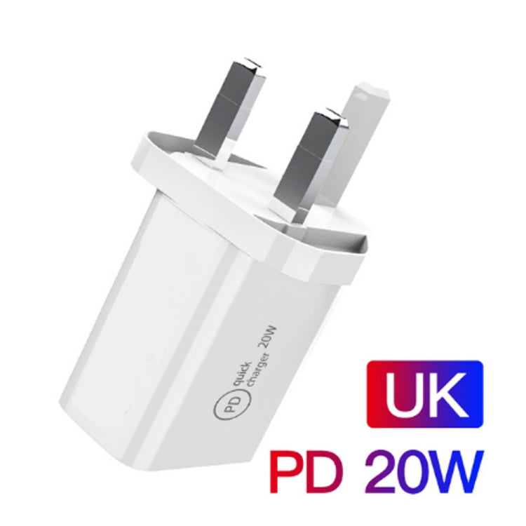 SDC-20W 2 in 1 PD 20W USB-C / Type-C Travel Charger + 3A PD3.0 USB-C / Type-C to 8 Pin Fast Charge Data Cable Set, Cable Length: 2m, UK Plug
