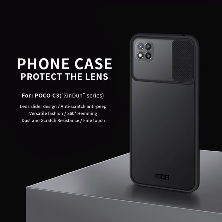 For Xiaomi Poco C3 MOFI Xing Dun Series Translucent Frosted PC + TPU Privacy Anti-glare Shockproof All-inclusive Protective Case(Black)