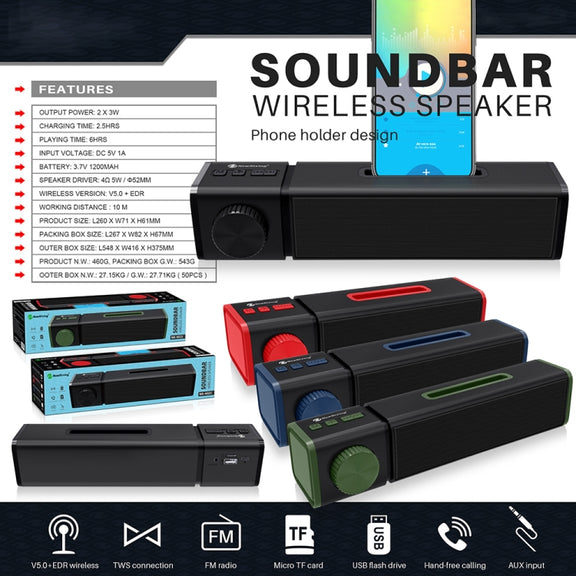 New Rixing NR4023 TWS Wireless Stereo Bluetooth Speaker, Support TF Card & MP3 & FM & Hands-free Call & 3.5mm AUX(Green)