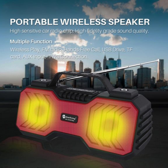 NewRixing NR-2029FMD TWS LED Flashlight Bluetooth Speaker, Support TF Card / FM / 3.5mm AUX / U Disk / Hands-free Calling(Qrange)