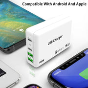 PD65W-A9 PD 65W Dual Dort USB-C / Type-C + Dual USB Charger with 5A USB-C / Type-C to USB-C / Type-C Fast Charging Cable for Apple MacBook Series EU Plug