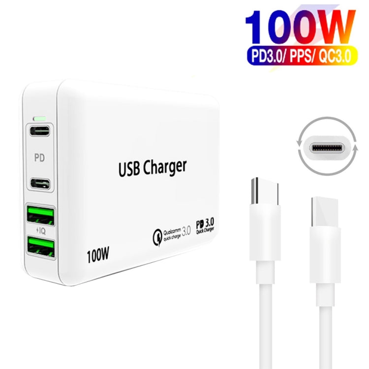 PD65W-A9 PD 65W Dual Dort USB-C / Type-C + Dual USB Charger with 5A USB-C / Type-C to USB-C / Type-C Fast Charging Cable for Apple MacBook Series US Plug