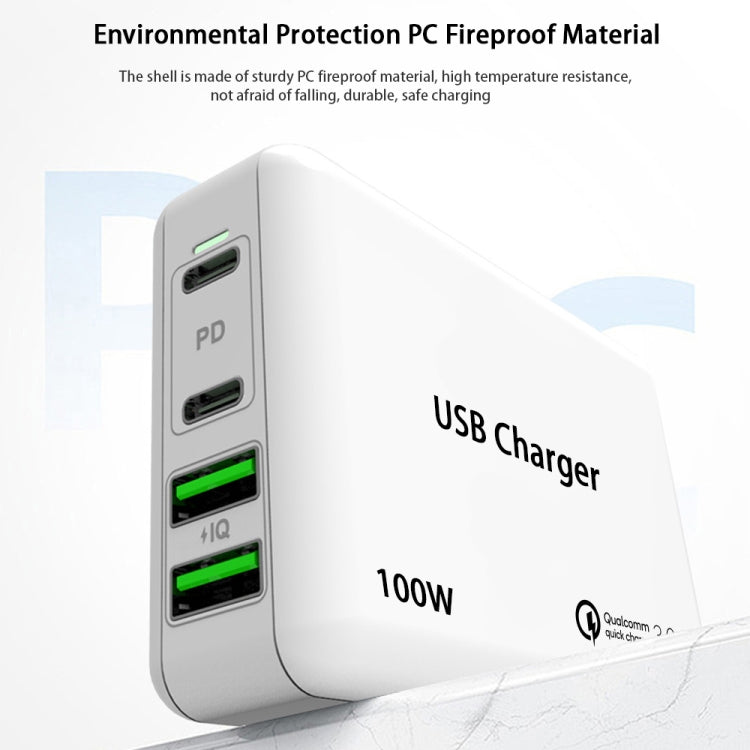 PD65W-A9 PD 65W Dual Dort USB-C / Type-C + Dual USB Charger with 5A USB-C / Type-C to USB-C / Type-C Fast Charging Cable for Apple MacBook Series US Plug