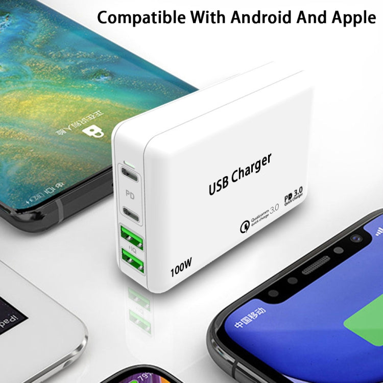 PD65W-A9 PD 65W Dual Dort USB-C / Type-C + Dual USB Charger with 5A USB-C / Type-C to USB-C / Type-C Fast Charging Cable for Apple MacBook Series US Plug