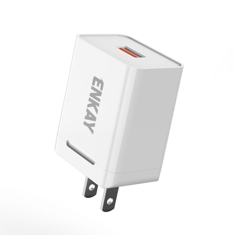 ENKAY Hat-Prince U036 18W USB QC3.0 Fast Charging Travel Charger Power Adapter, US Plug
