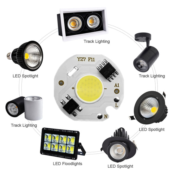 10 pcs COB LED Light Chip AC 220V LED Bulb Light Intelligent IC Driver Bulb Light DIY Spotlight Downlight Chip Outdoor Flood Light(12W(cold white))