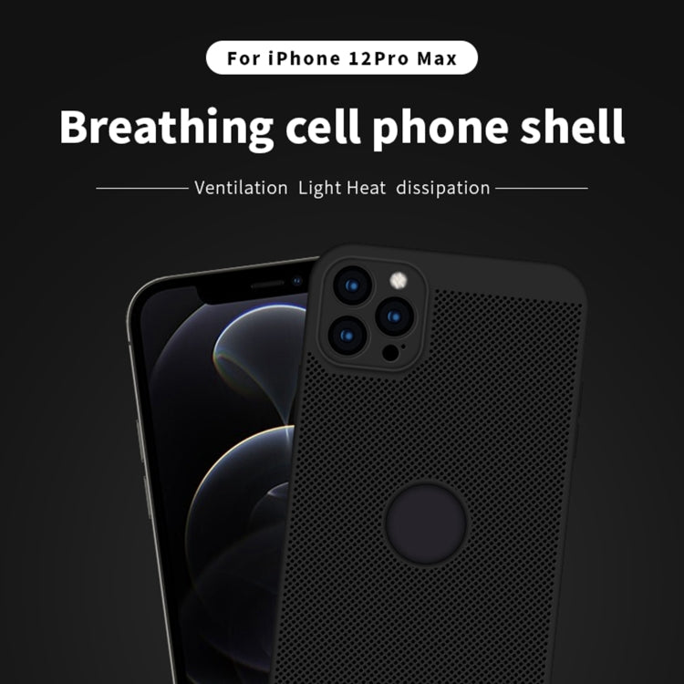 For iPhone 12 Pro Max MOFi Honeycomb Texture Breathable PC Shockproof Protective Back Cover Case(Rose Gold)